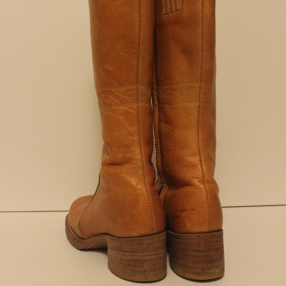 VINTAGE 70s FRYE BOHO HIPPIE WHISKEY LEATHER BOOTS - Picture 6 of 8